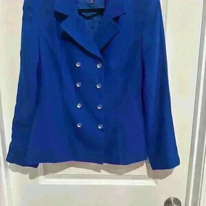 Kasper 2-Piece Blue Skirt & Jacket Button down Suit. Size 10